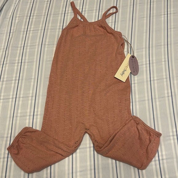 NWT L’ovedbaby Pointelle Romper 12-18 Months Organic Cotton Mauve - Picture 1 of 4